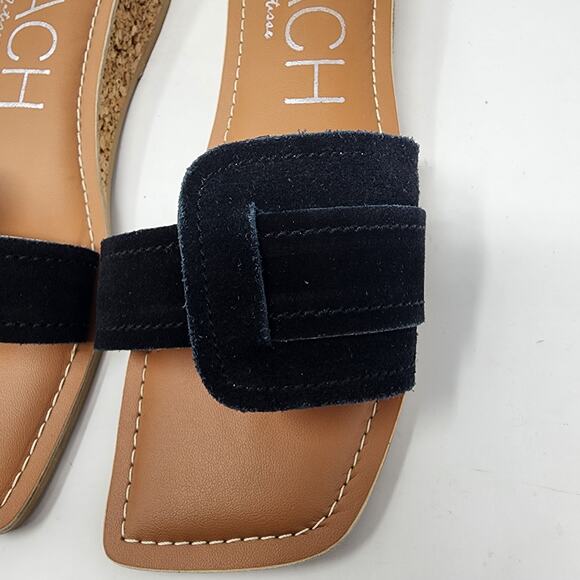 Beach By Matisse Slides Women 9M Baja Black Suede Cork Wedge Padded Insole - Picture 6 of 11